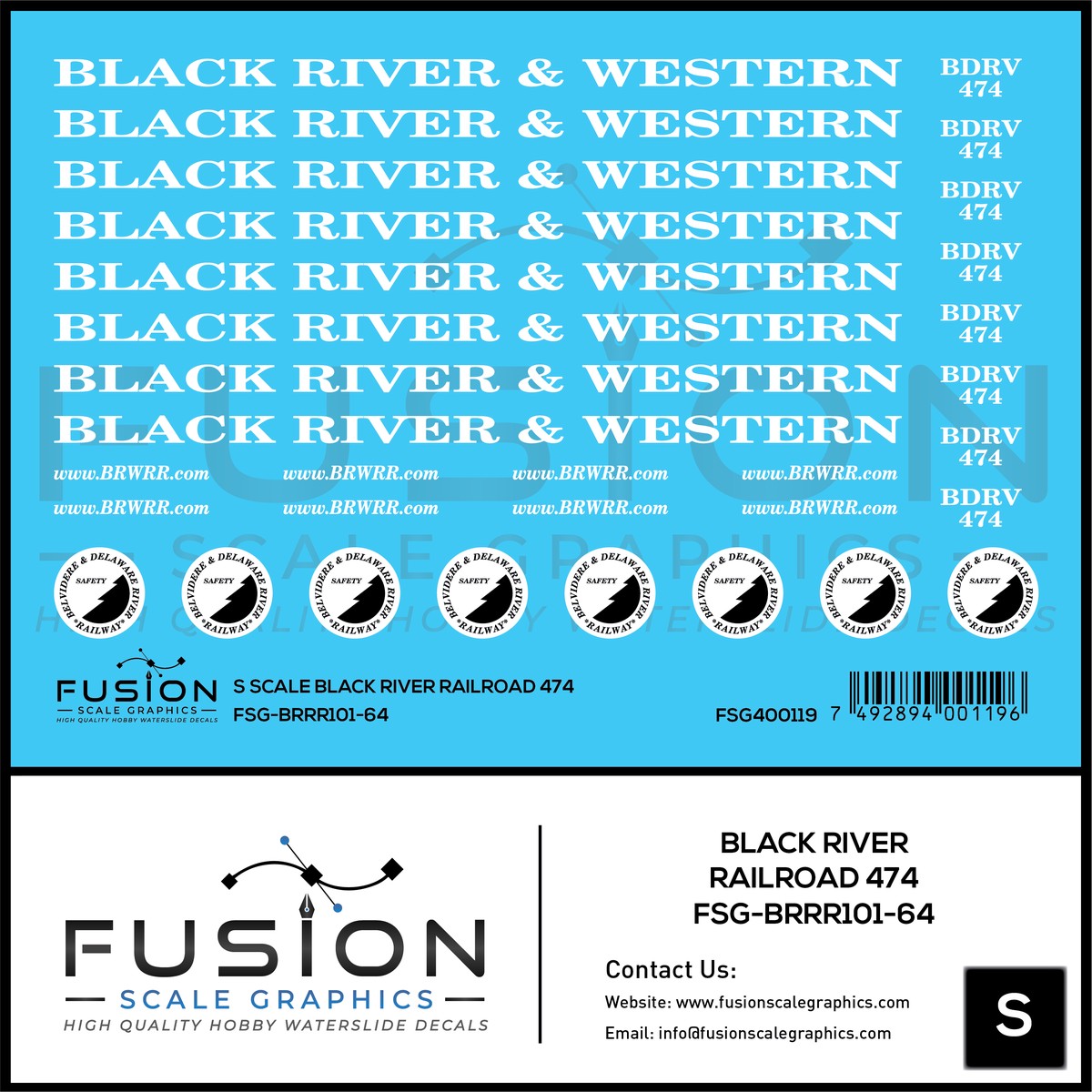 S Scale Black River Railroad Caboose 474 Decal Set