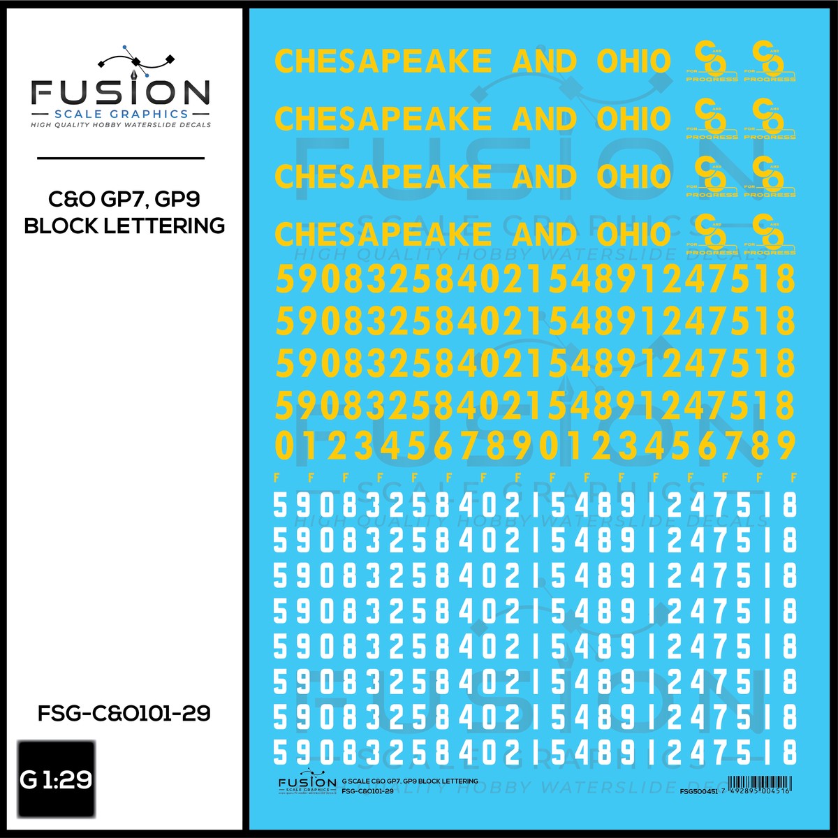 G 1:29 Scale Chesapeake & Ohio EMD GP7, GP9 Locomotive Decal Set
