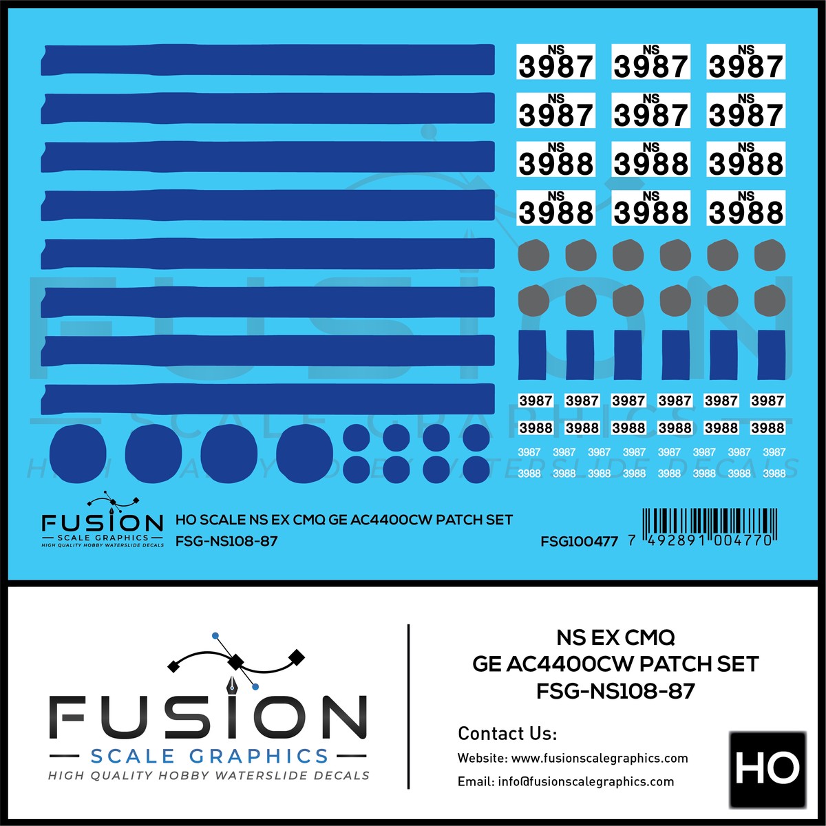 HO Scale Norfolk Southern Ex CMQ GE AC4400CW Locomotive Patch Set