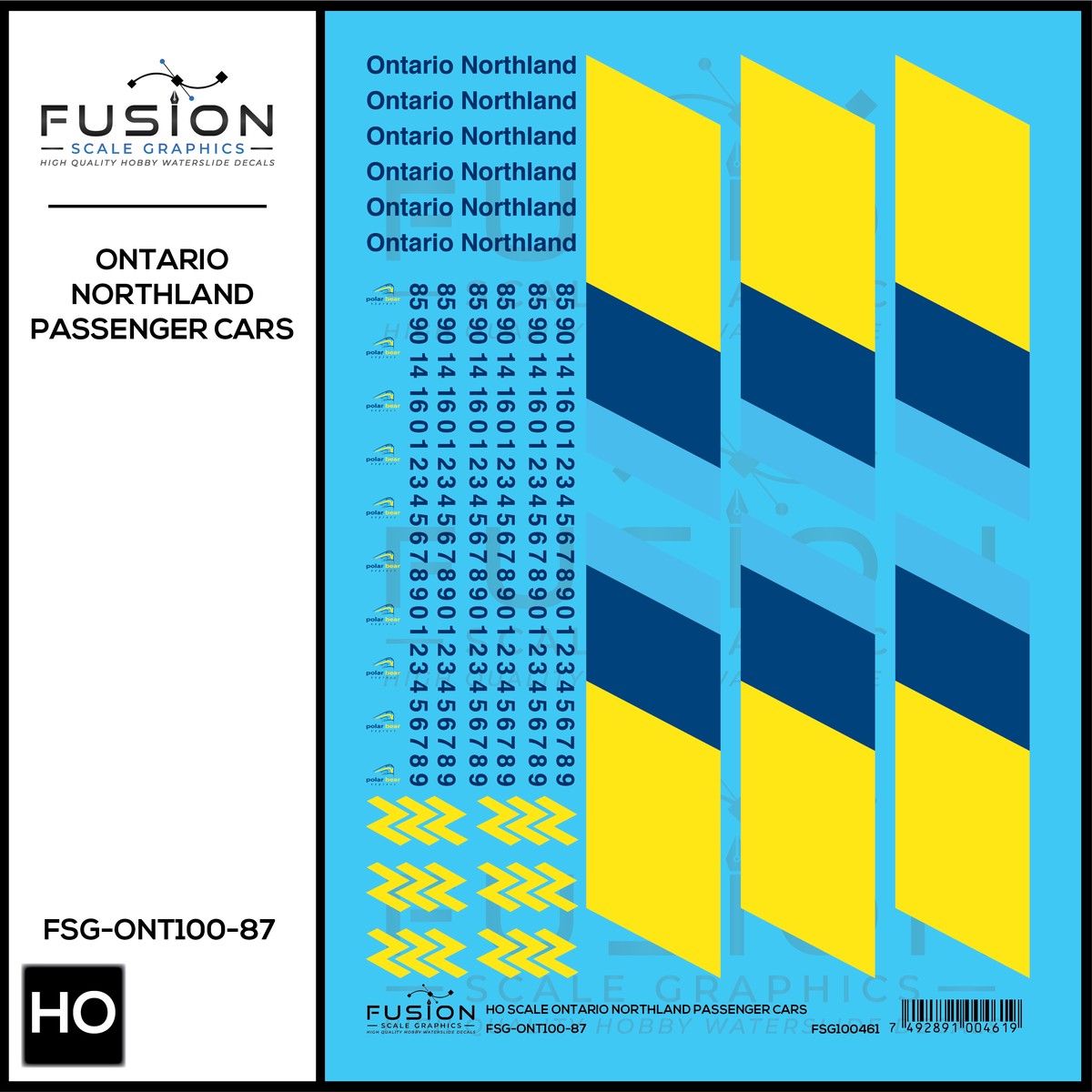 HO Scale Ontario Northland Passenger Cars Decal Set
