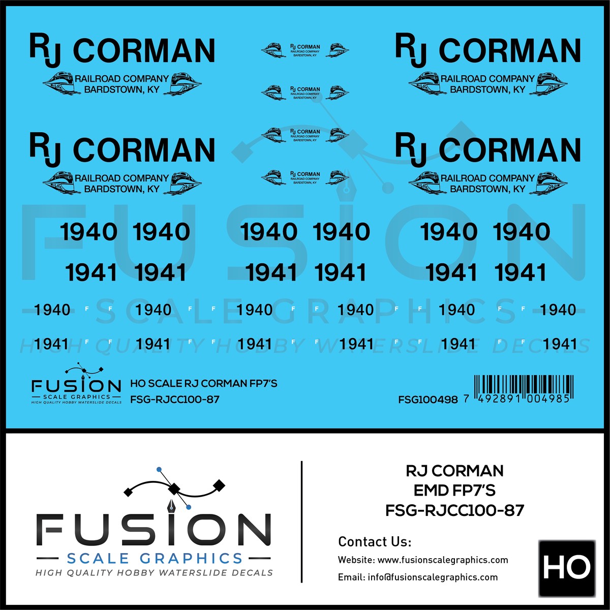 HO Scale RJ Corman EMD FP7 Locomotives Decal Set