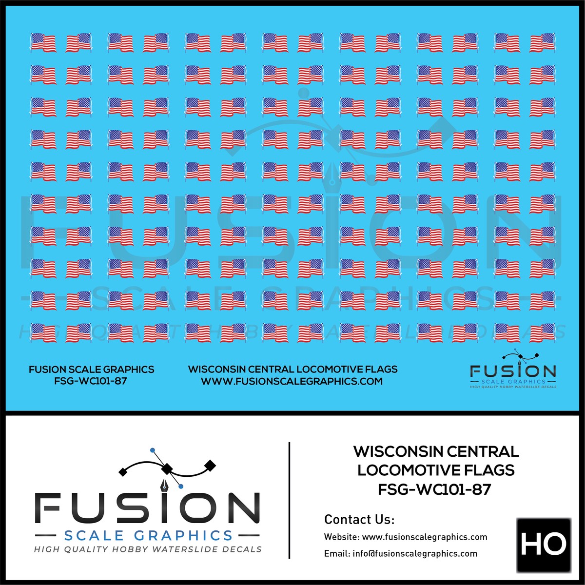 HO Scale Wisconsin Central Locomotive Flags Decal Set