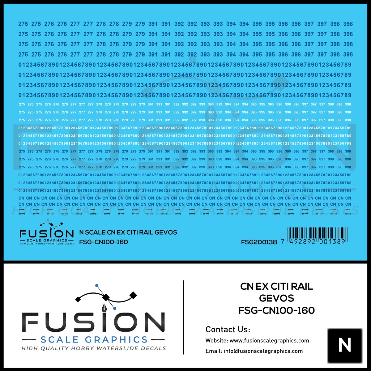 N Scale CN Ex Citi Rail Gevos Locomotive Decal Set
