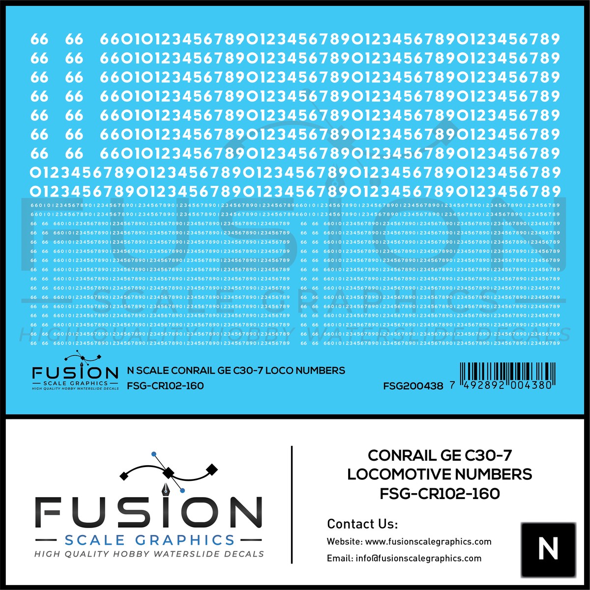 N Scale Conrail GE C30-7 Locomotive Renumber Decal Set