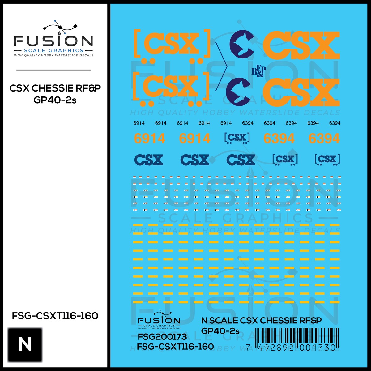 N Scale CSX Chessie and RF&P GP40-2 “Heritage” Locomotives Decal Set