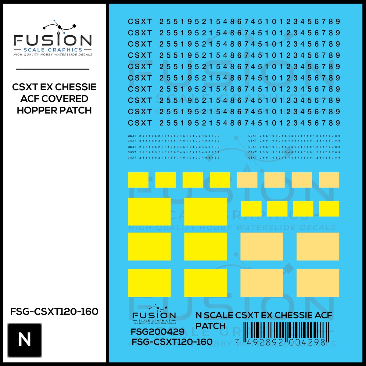 N Scale CSXT Ex Chessie ACF Covered Hopper Number Patching Decal Set
