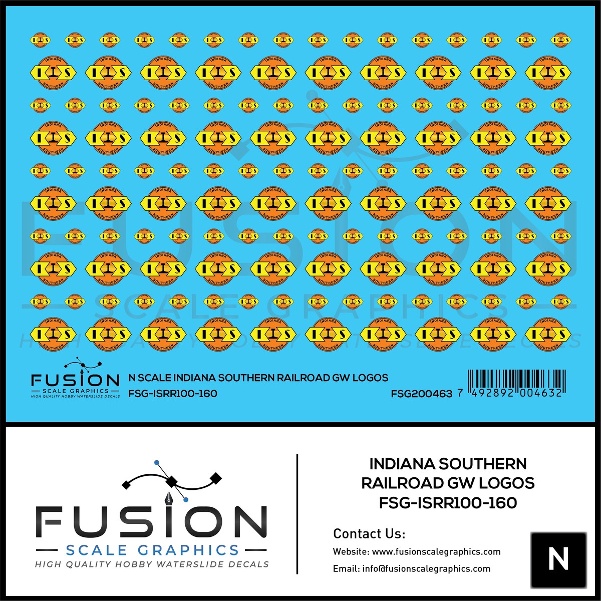 N Scale Indiana Southern Railroad GW Railroad Logos Decal Set