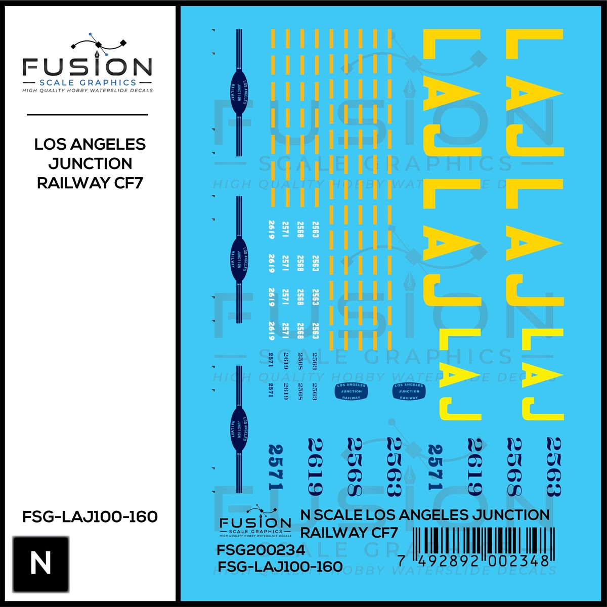 N Scale Los Angeles Junction Railway CF7 Locomotives Decal Set