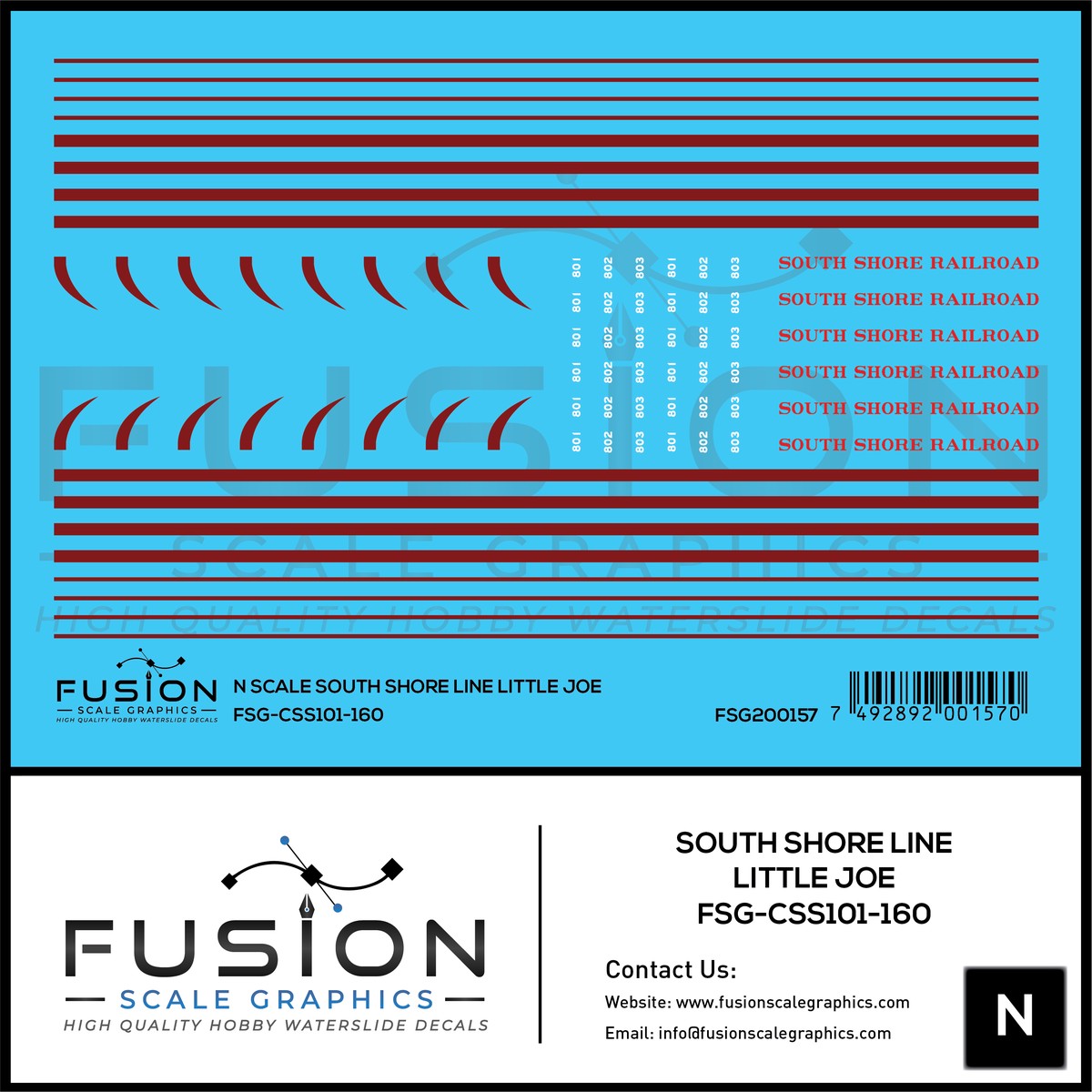 N Scale South Shore Line Little Joe Locomotives Decal Set