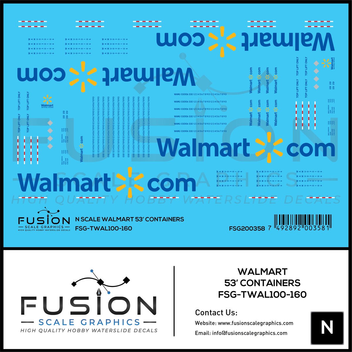 N Scale Walmart 53′ Containers Decal Set