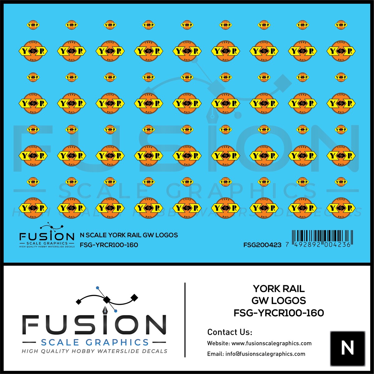 N Scale York Rail GW Logos Decal Set