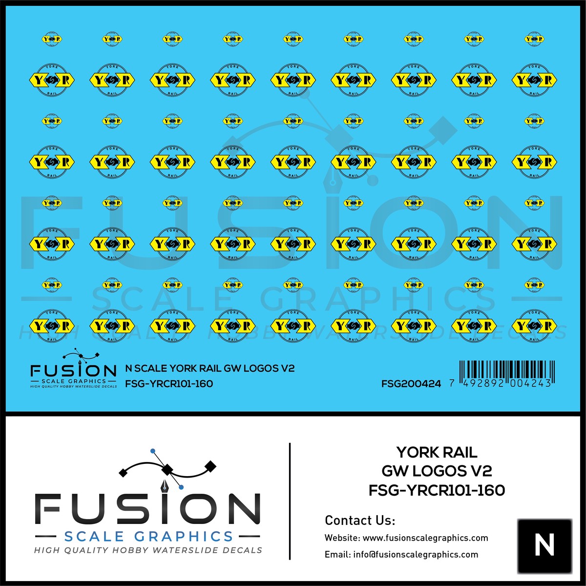 N Scale York Rail GW Logos V2 Decal Set