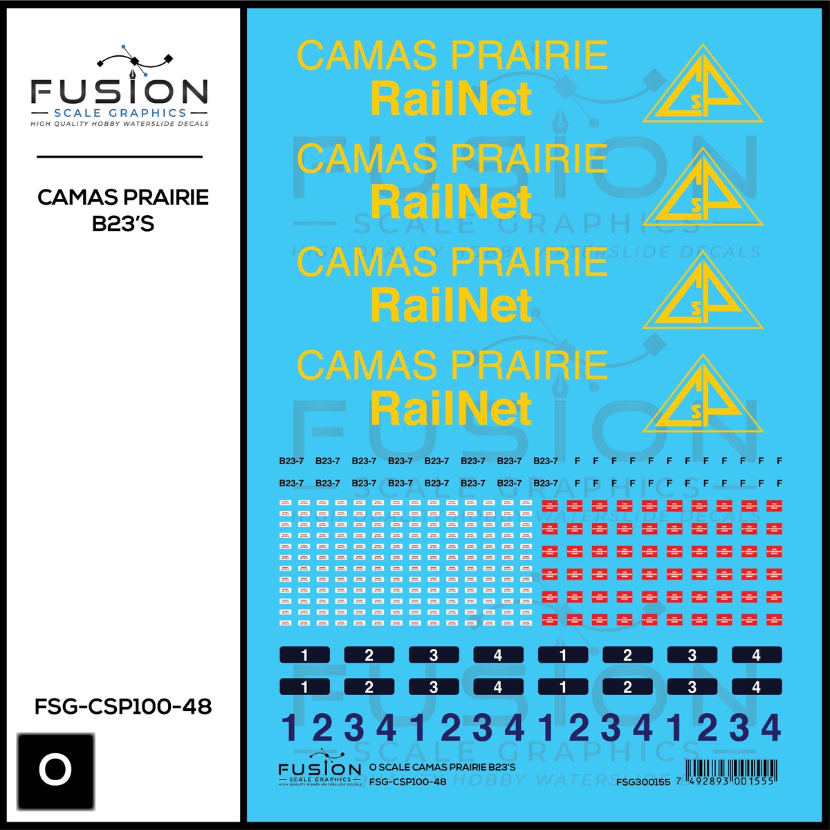 O Scale Camas Prairie RailNet GE B23-7 Locomotives Decal Set