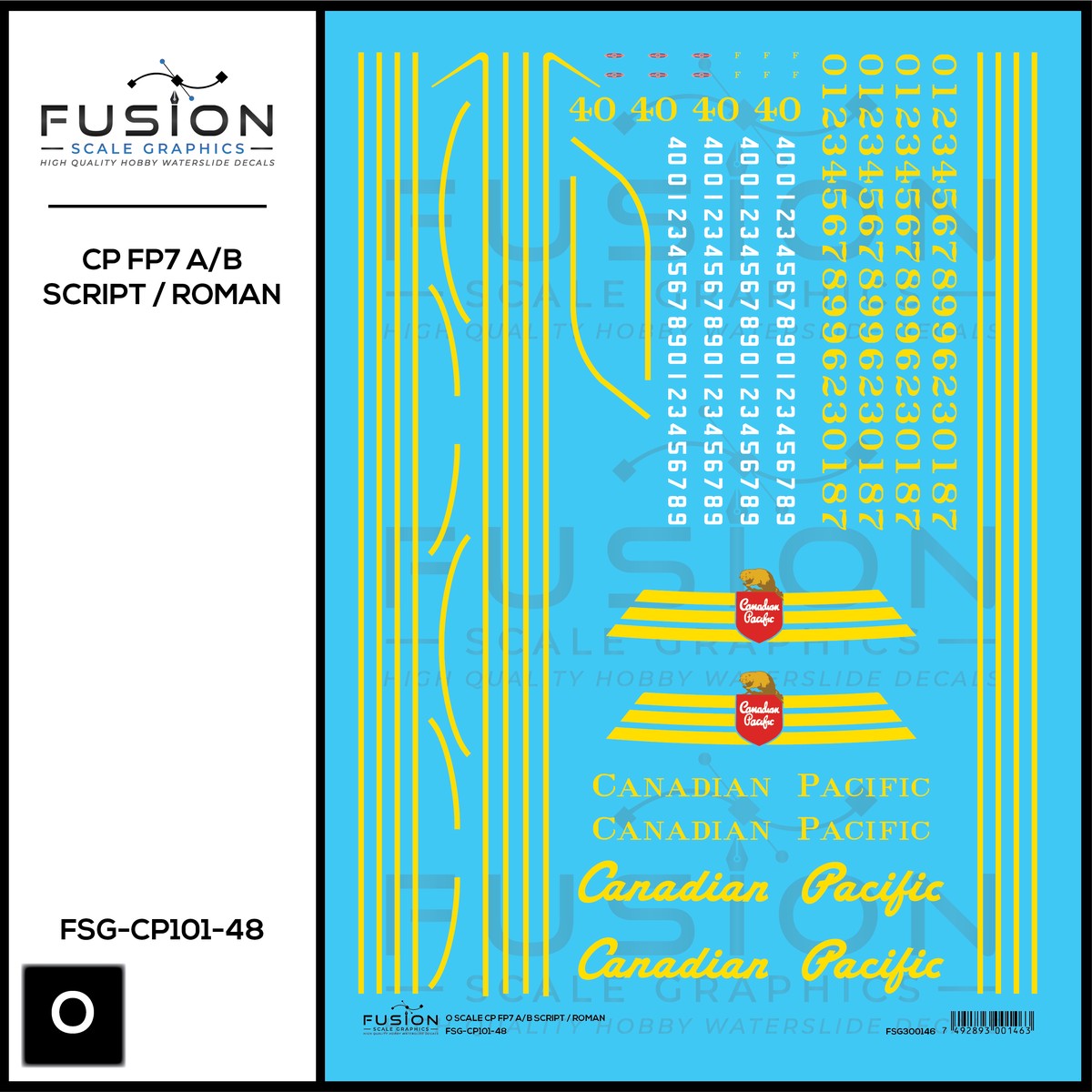 O Scale Canadian Pacific EMD FP7 A/B Locomotives Decal Set