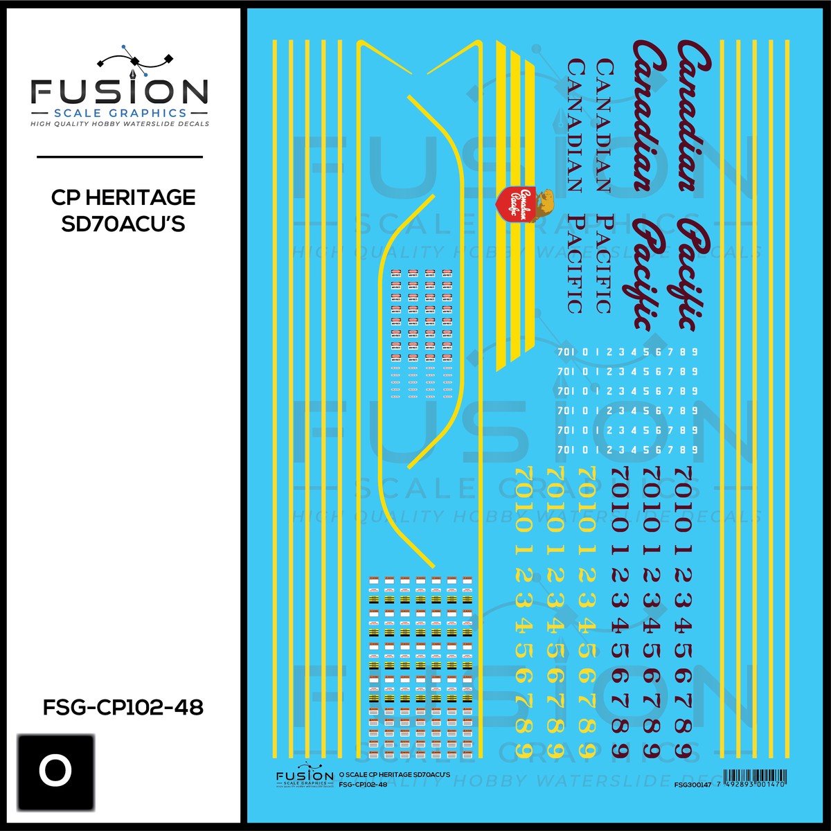O Scale Canadian Pacific Heritage SD70ACU Locomotives Decal Set