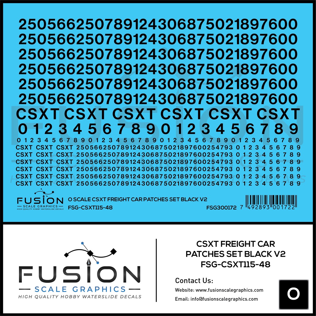 O Scale CSX Freight Car Patches Set V2 Black