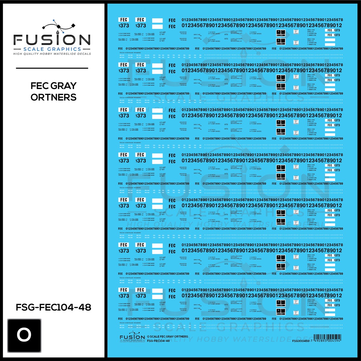O Scale Florida East Coast Gray Ortner Rock Hoppers Decal Set