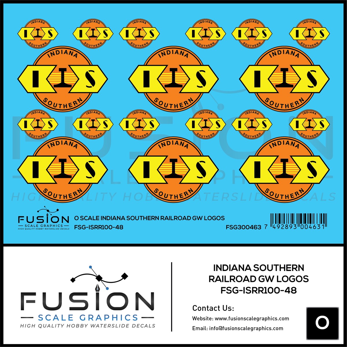 O Scale Indiana Southern Railroad GW Railroad Logos Decal Set