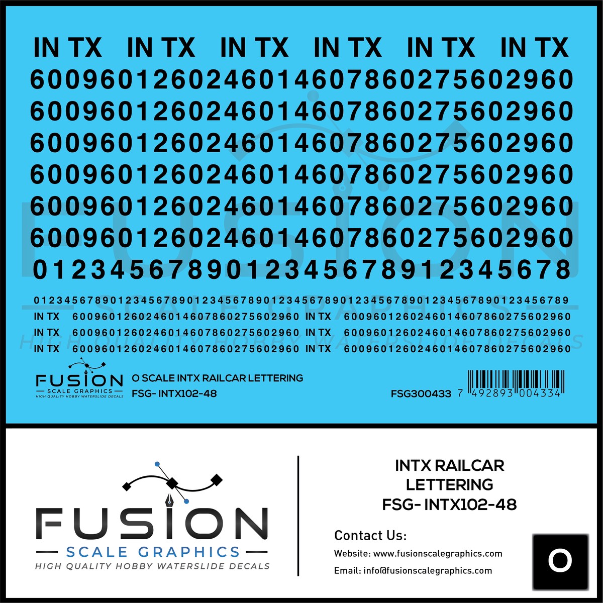 O Scale INTX Railcar Lettering Decal Set