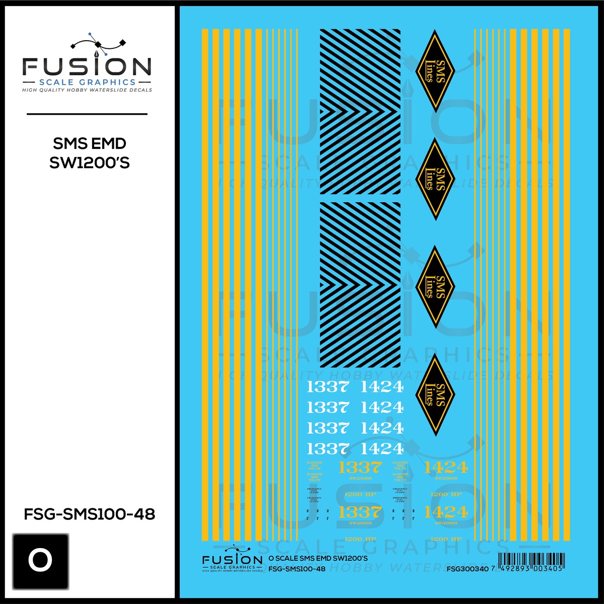 O Scale SMS Lines EMD SW1200 Locomotives Decal Set
