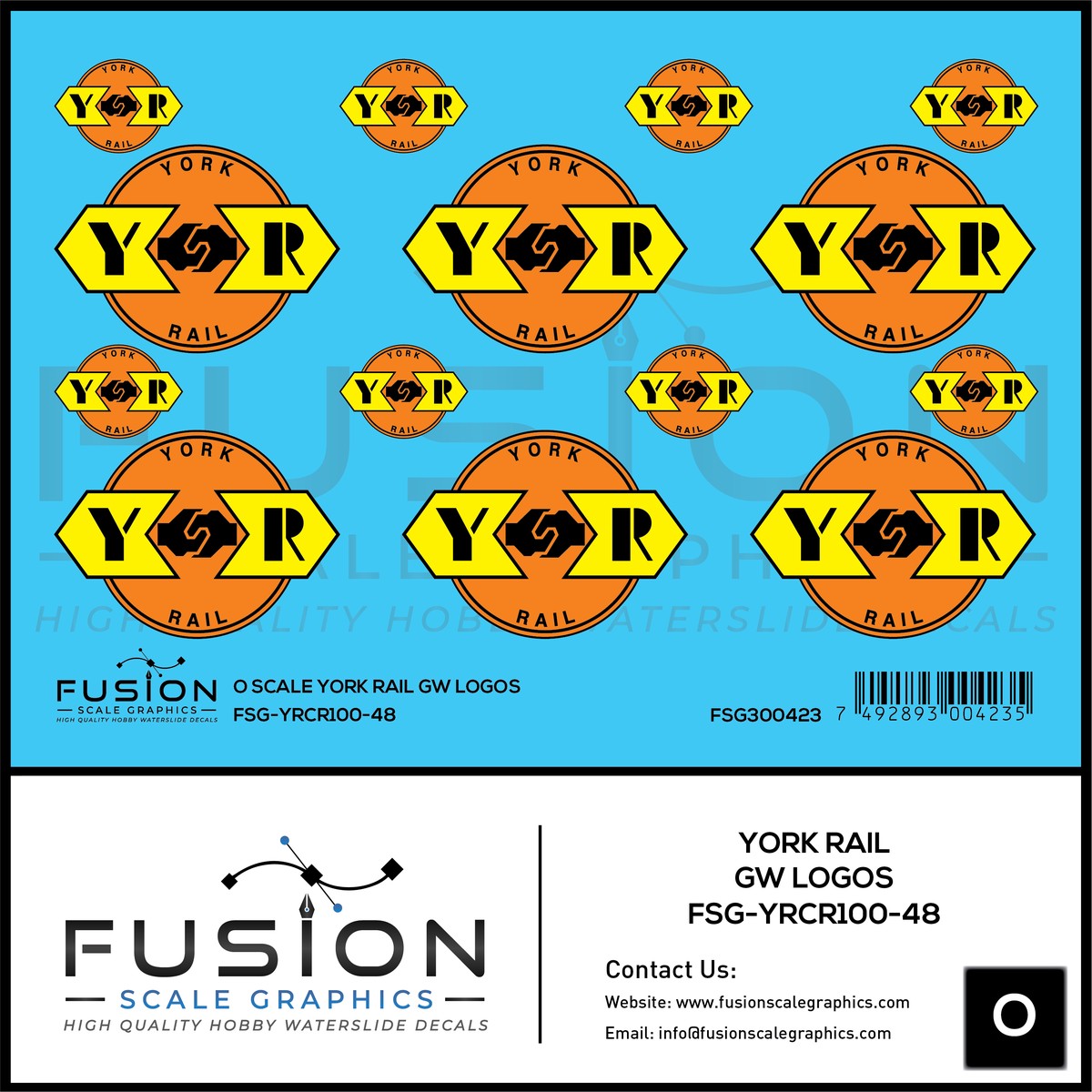 O Scale York Rail GW Logos Decal Set