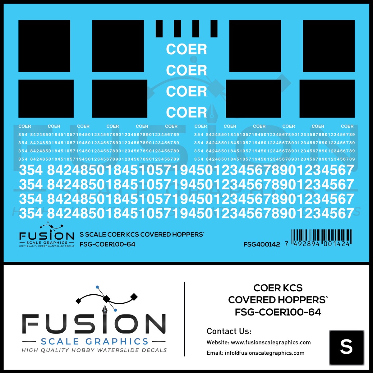 S Scale COER Covered Hoppers Patching Decal Set