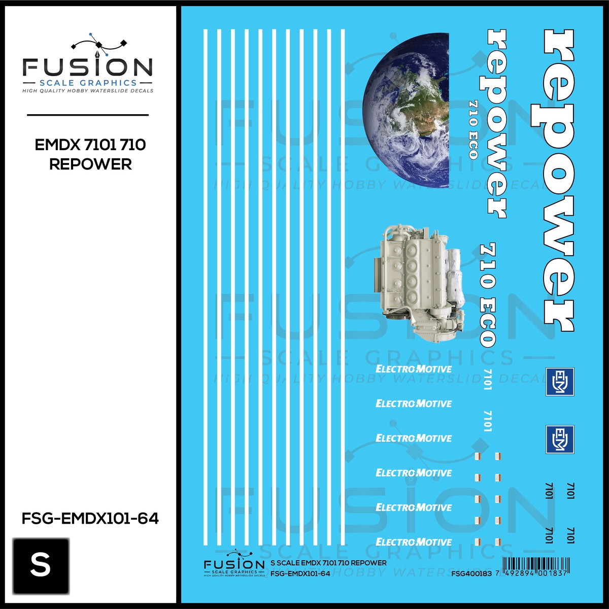 S Scale EMDX 7101 710 Repower Locomotive Decal Set