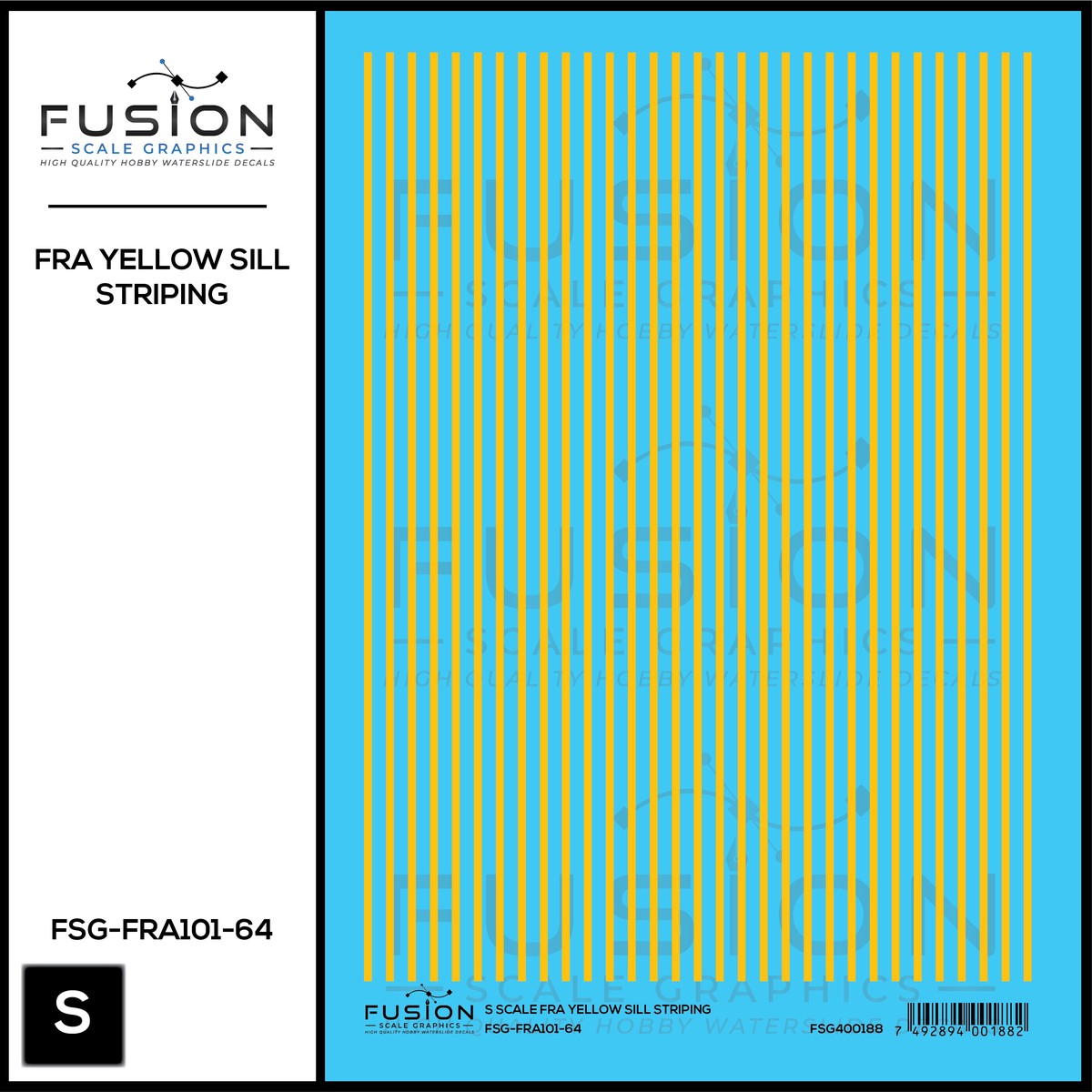 S Scale FRA Yellow Safety Sill Striping Decal Set