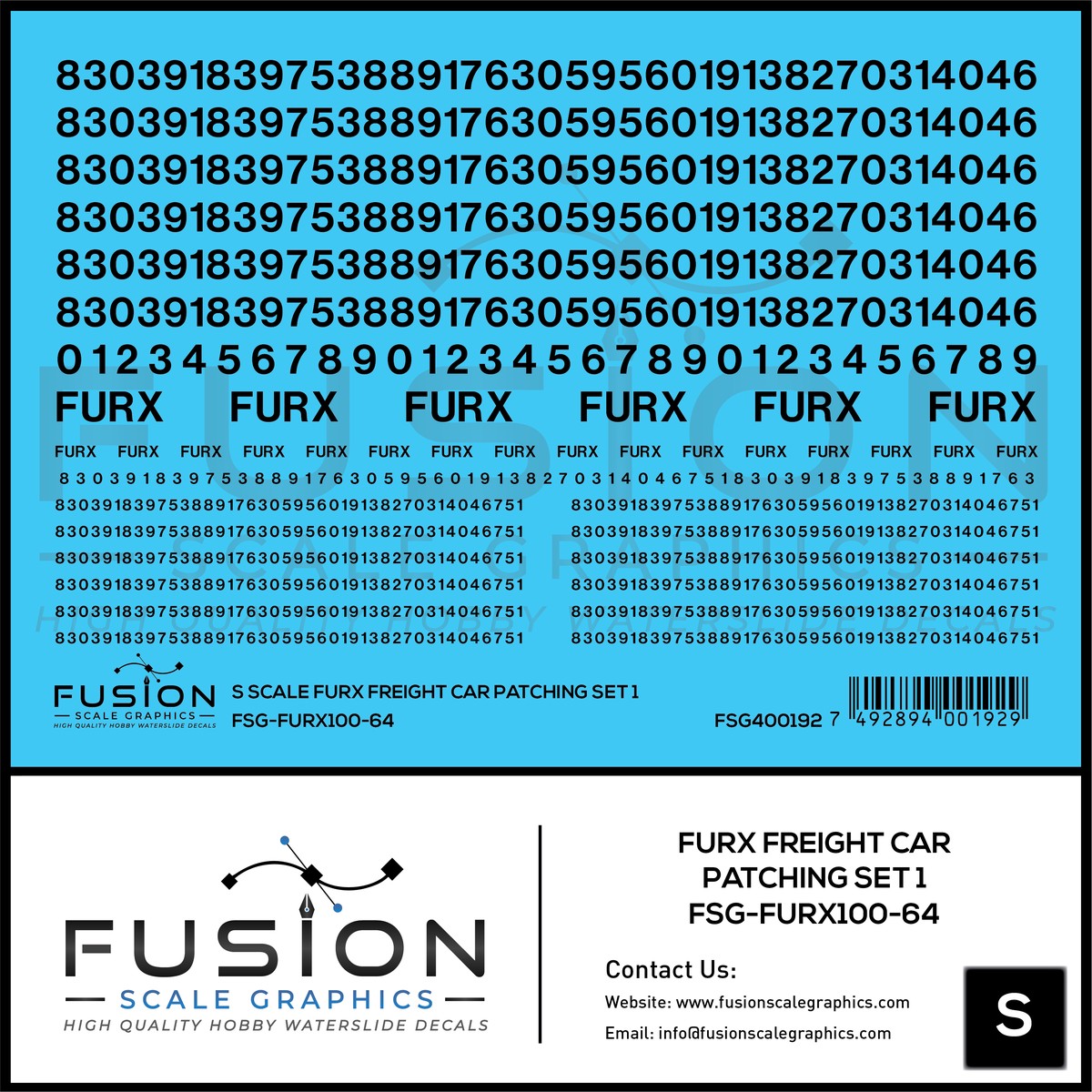 S Scale FURX Freight Car Patches Set 1 Black