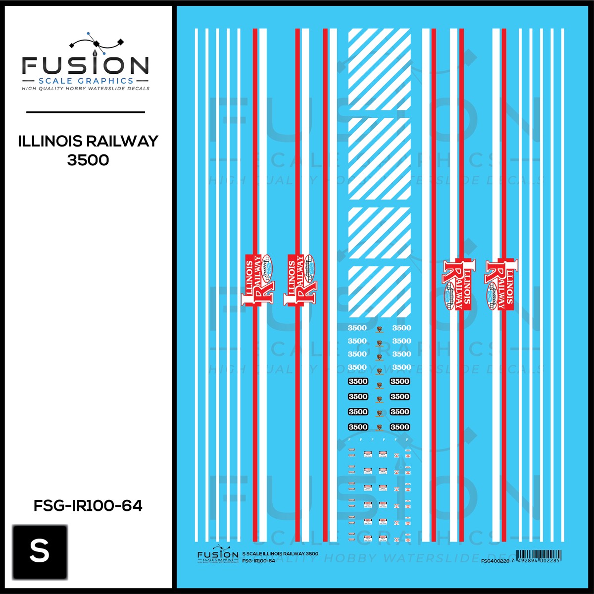 S Scale Illinois Railway EMD GP35 Locomotive Decal Set