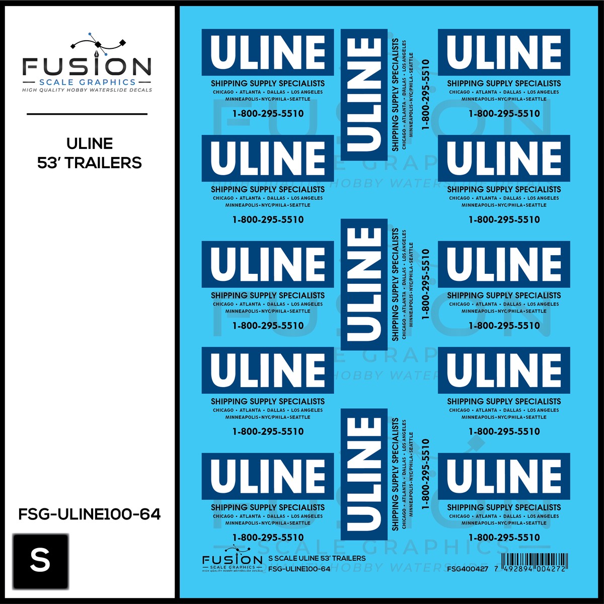 S Scale ULINE 53′ Trailers Decal Set