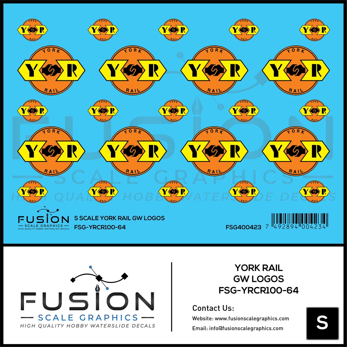 S Scale York Rail GW Logos Decal Set