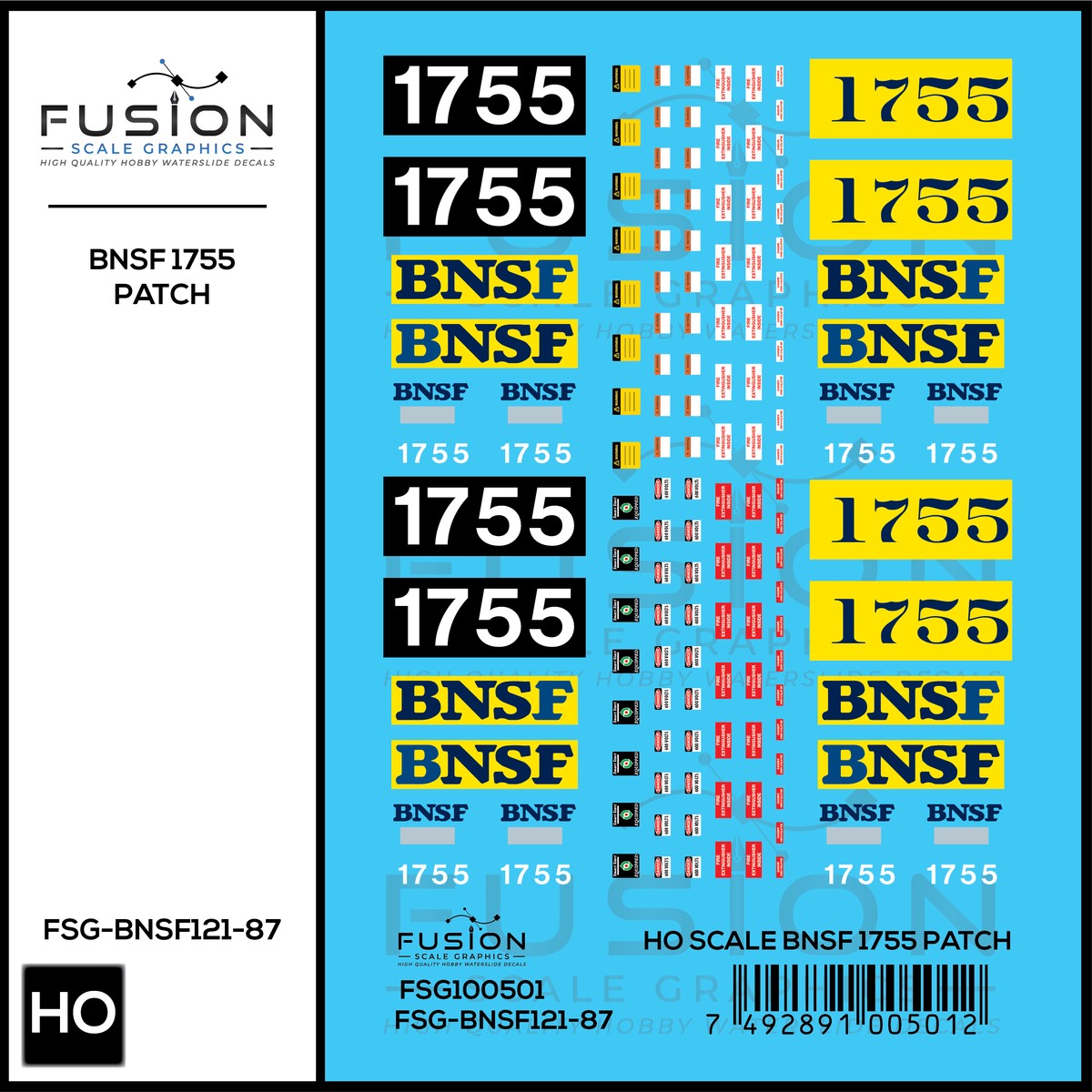 HO Scale BNSF SD40-2 1755 Locomotive Patch Decal Set