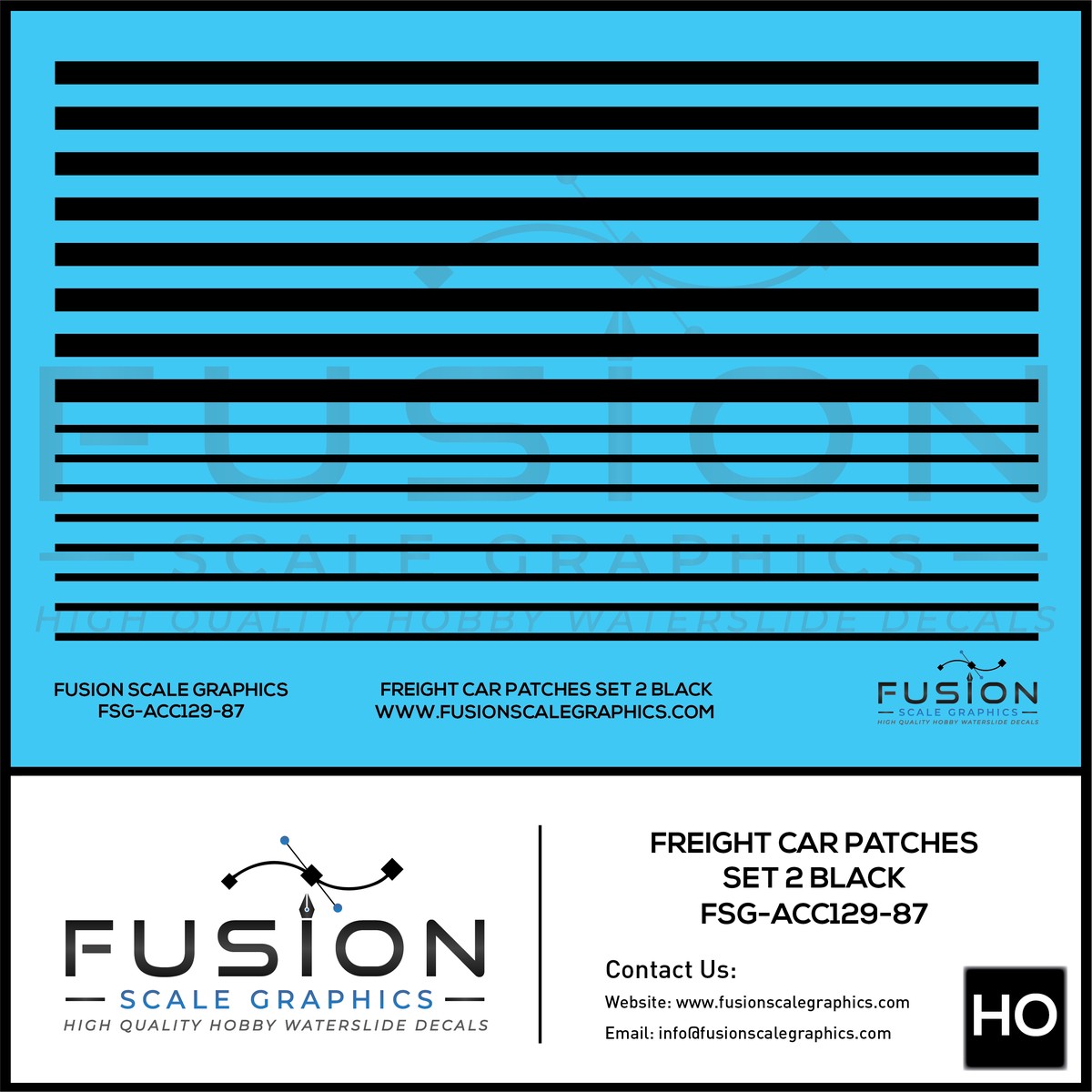 HO Scale Freight Car Patches Set 2 Black Decal Set