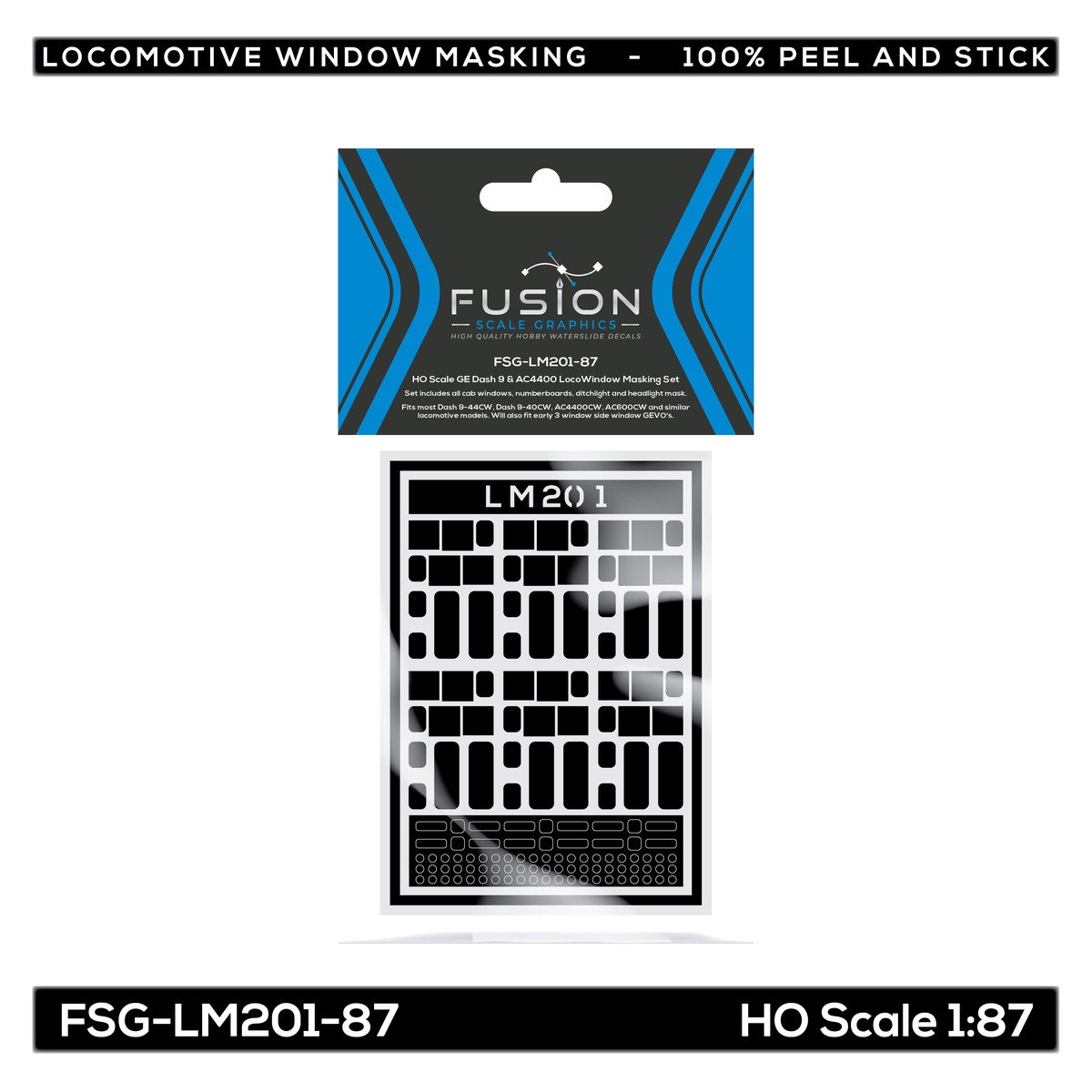 HO Scale GE Dash 9 & AC4400 Locomotive Window Masking Set