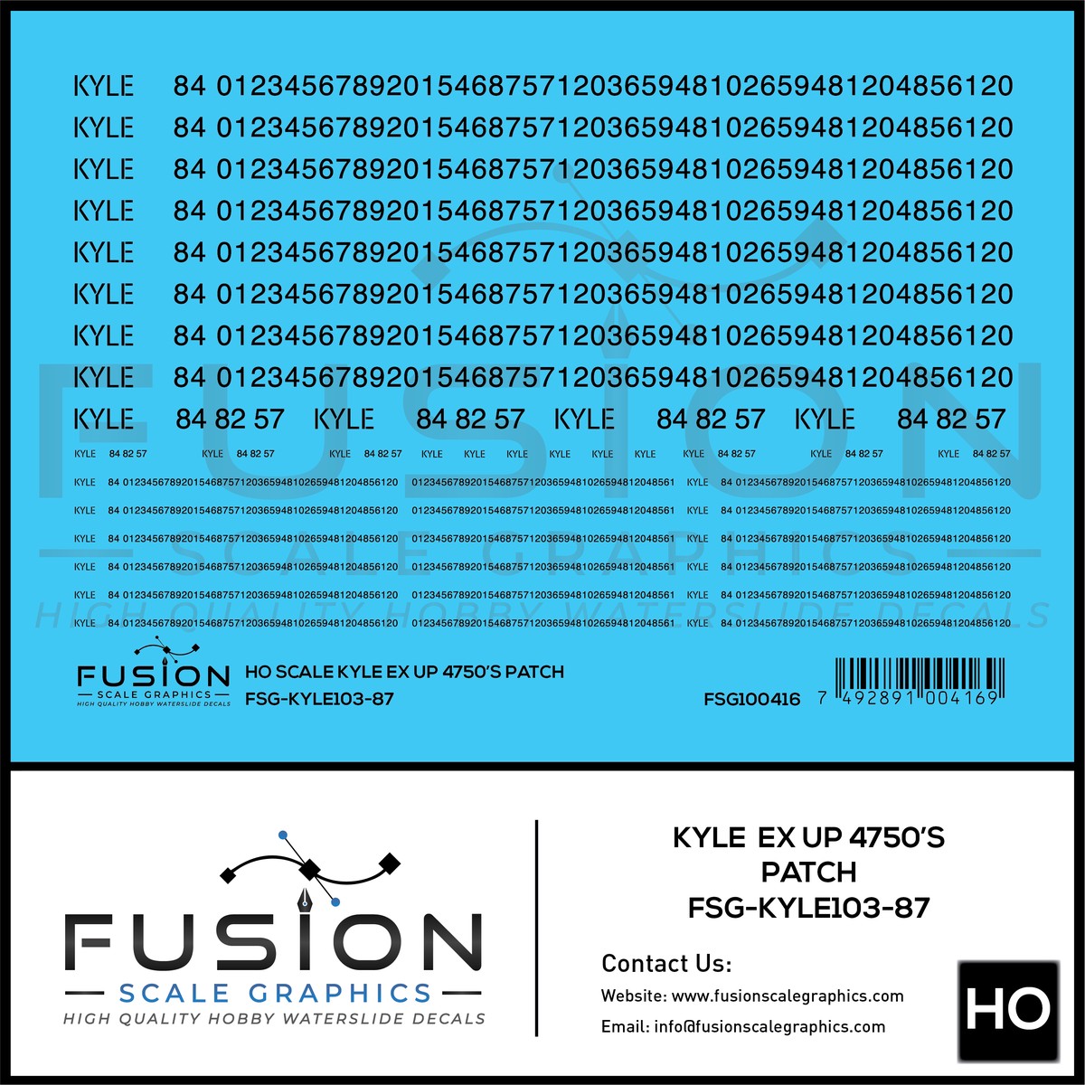 HO Scale KYLE EX UP 4750 Covered Hopper Patch Set