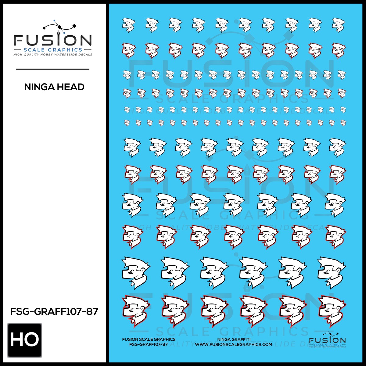 HO Scale Ninja Head Graffiti Decal Set