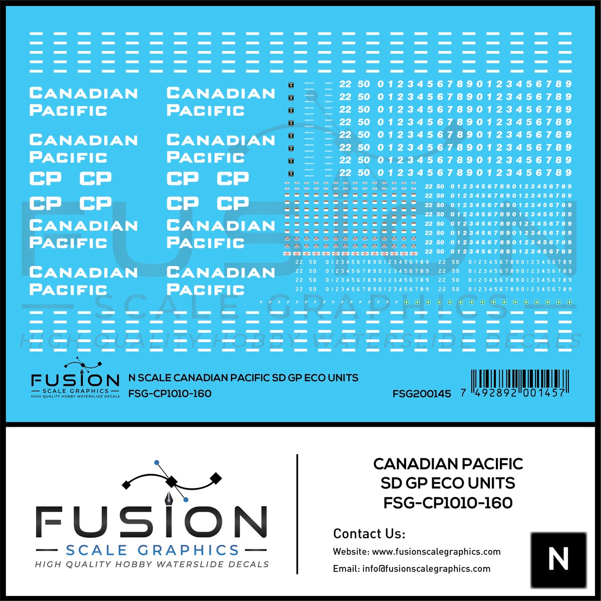 N Scale Canadian Pacific EMD SD GP ECO Rebuild Locomotive Decal Set