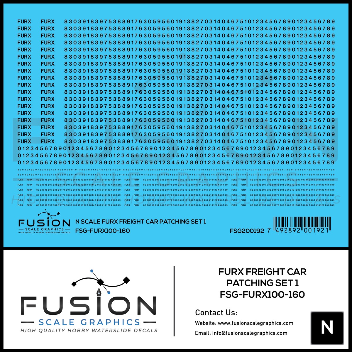 N Scale FURX Freight Car Patches Set 1 Black