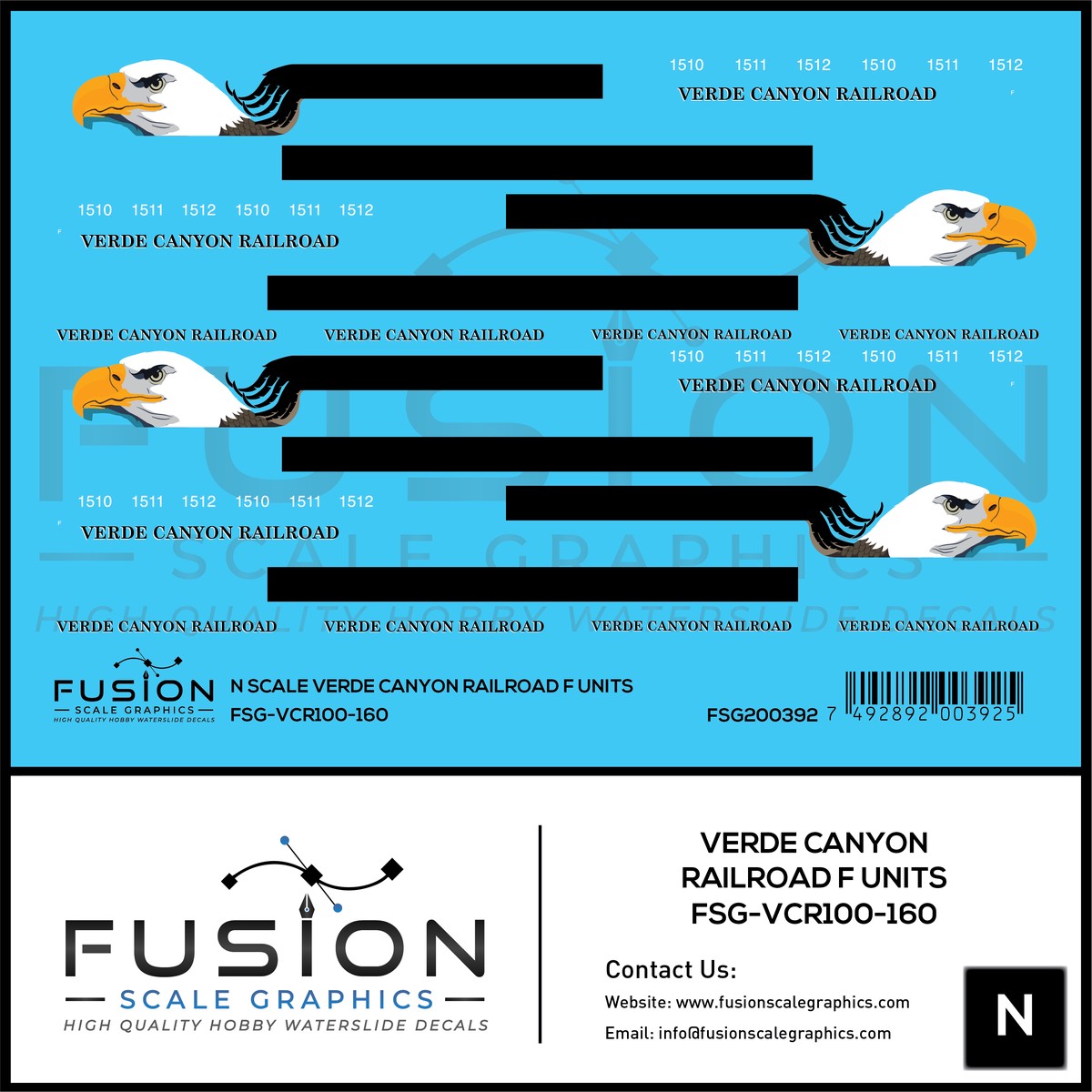N Scale Verde Canyon Railroad F Unit Locomotives Decal Set
