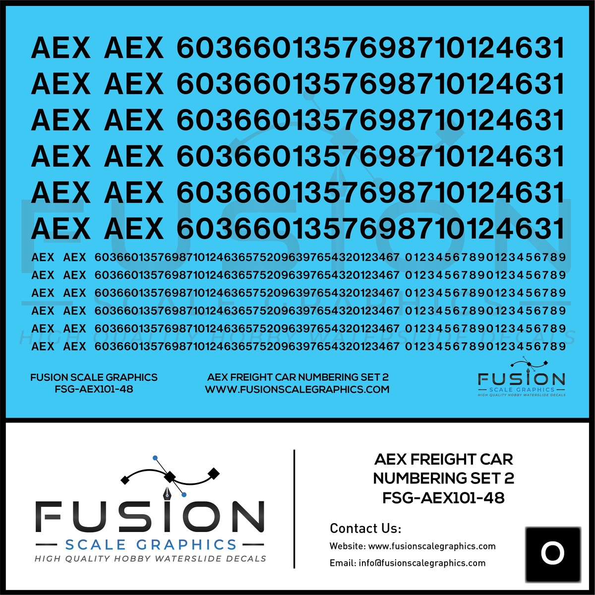 O Scale AEX Freight Car Patch Decal Set Font 1 Black