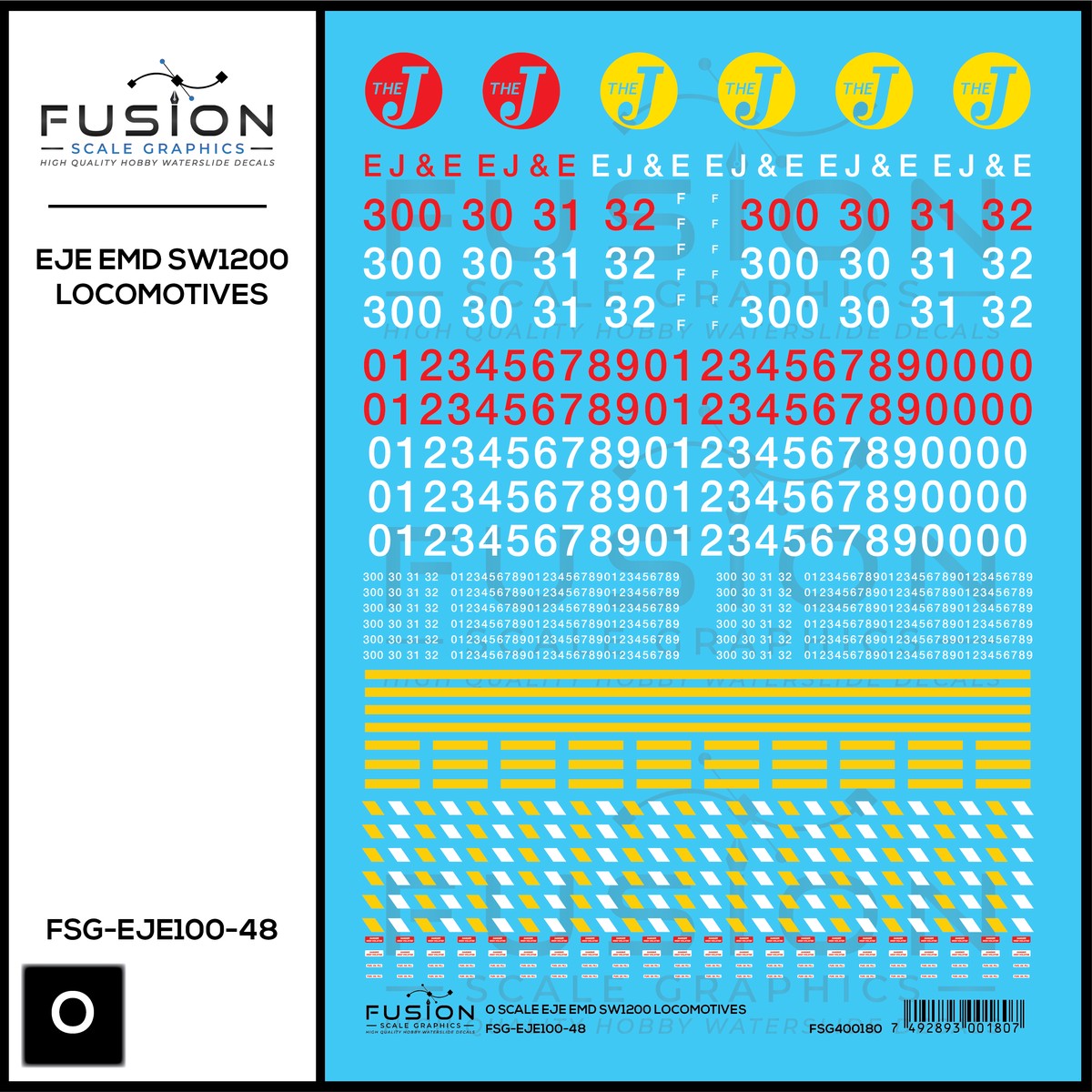O Scale Elgin Joliet and Eastern EJE EMD SW1200 Locomotive Decal Set