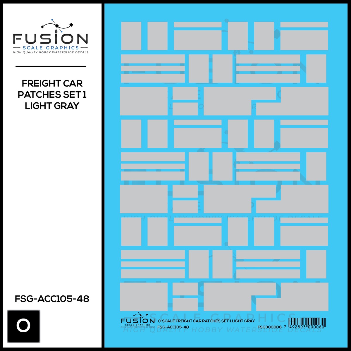 O Scale Freight Car Patches Set 1 Light Gray Decal Set