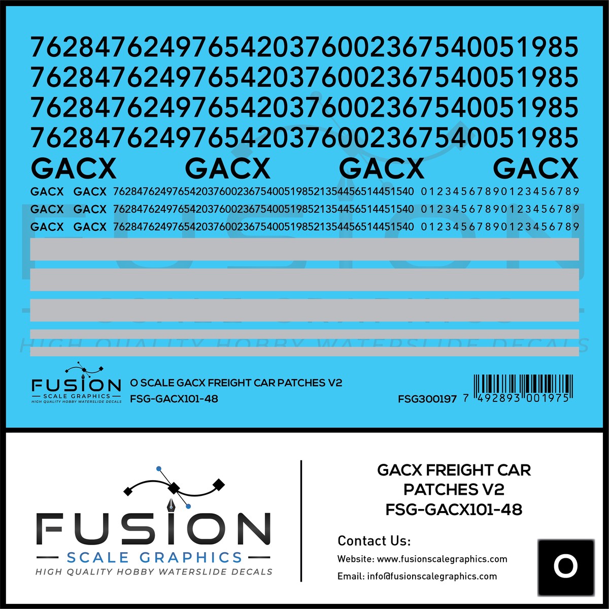 O Scale GACX Freight Car Lettering Decal Set Font 2