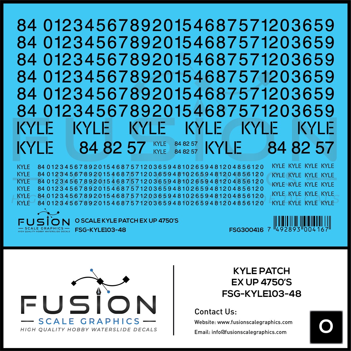 O Scale KYLE Ex UP 4750’s Patching Decal Set