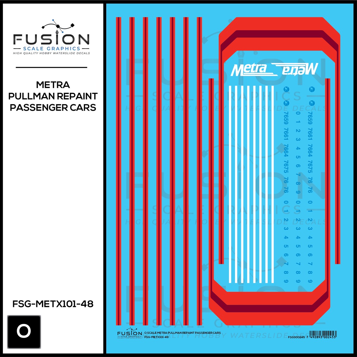 O Scale Metra Pullman Repaint Passenger Cars Decal Set