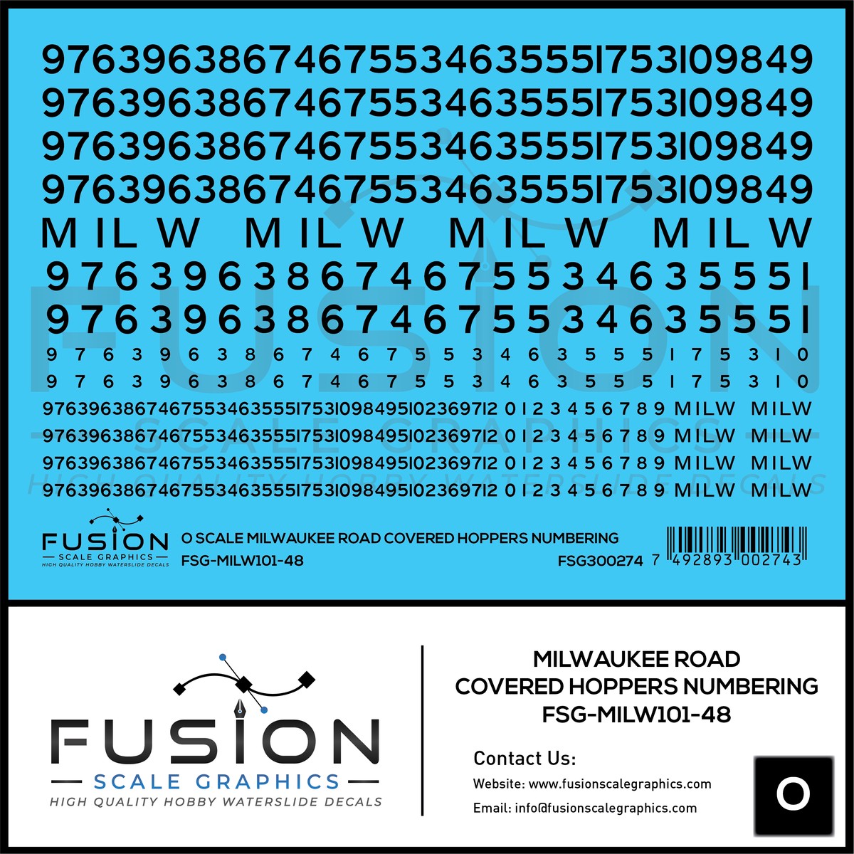 O Scale Milwaukee Road Covered Hoppers Numbering Decal Set