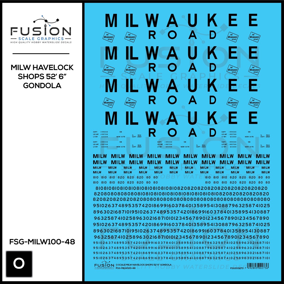 O Scale Milwaukee Road Havelock Shops 52′ 6″ Gondola Decal Set