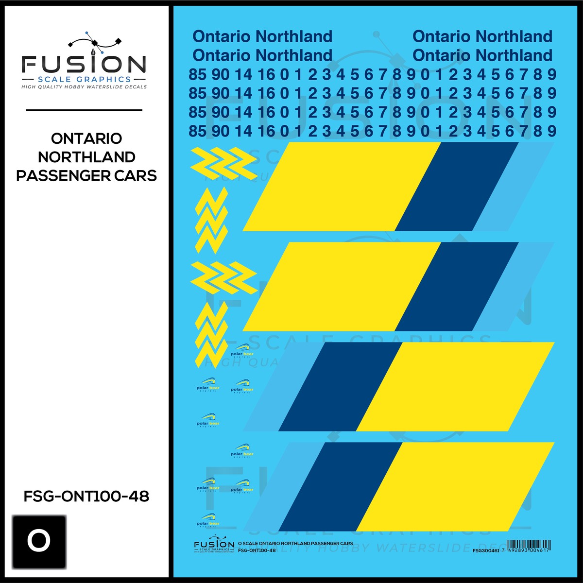 O Scale Ontario Northland Passenger Cars Decal Set