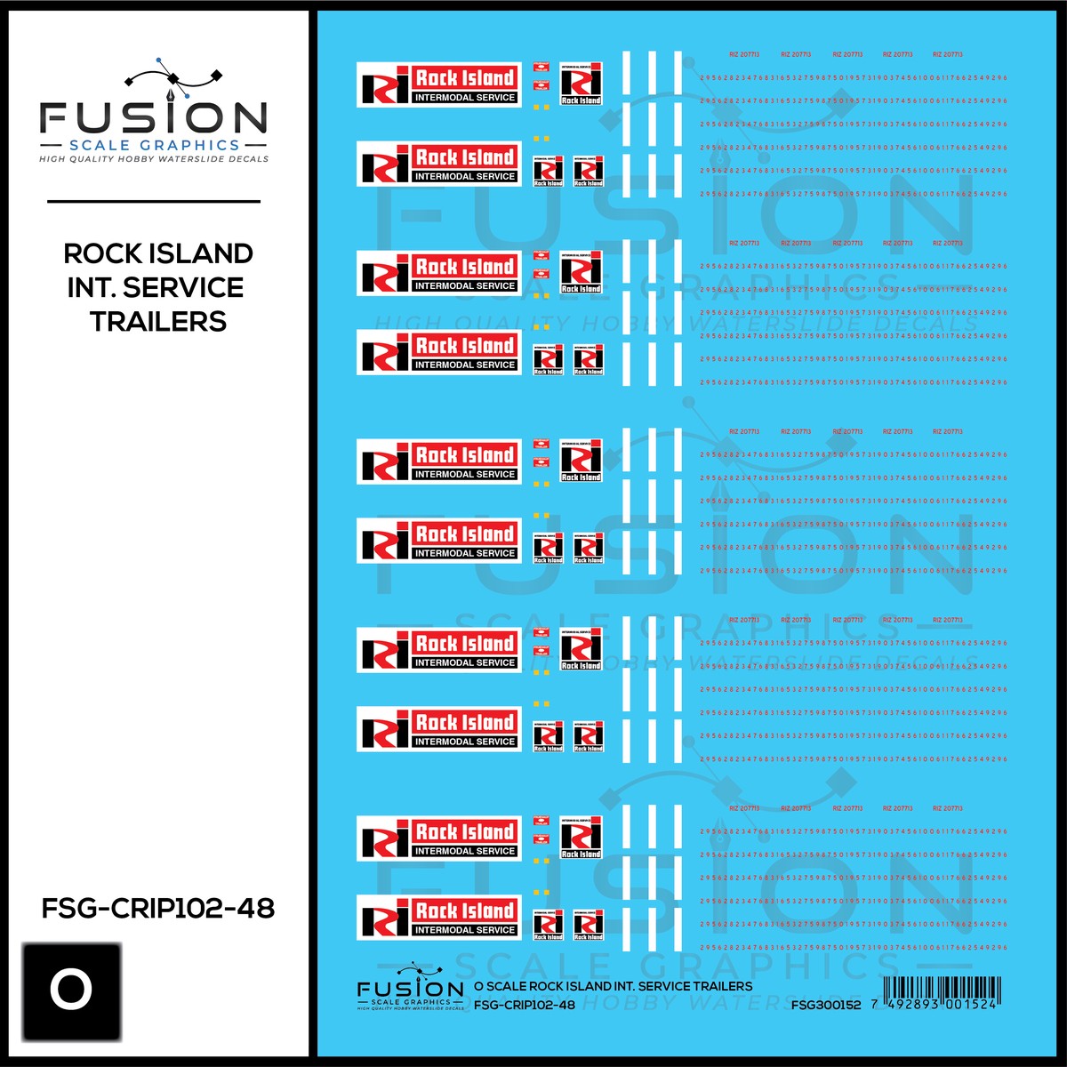 O Scale Rock Island Intermodal Service Truck Trailers Decal Set